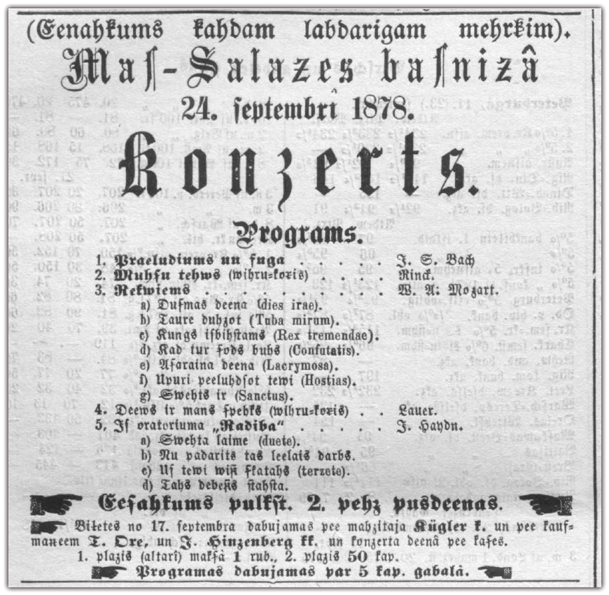 Sludinājums laikrakstā Rīgas Lapa, Nr.210 (12.09.1878)