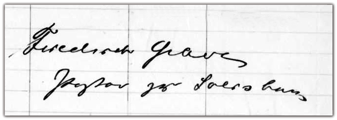 Frīdriha Grāves paraksts Mazsalacas baznīcas grāmatā
